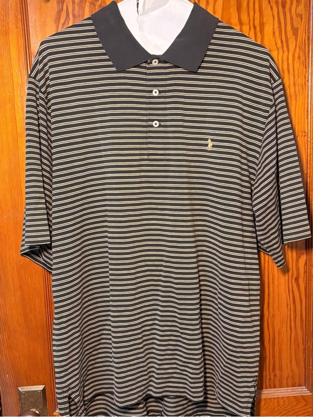 Ralph Lauren Black Polo with Cream Stripes